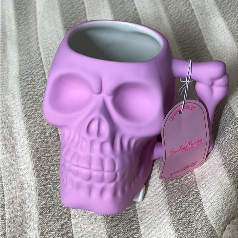 Pink Halloween skull mug